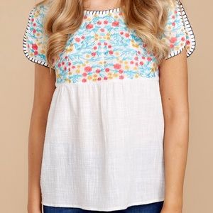 THML embroidered floral short sleeve top